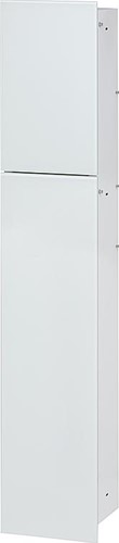 CONTAINER-Line, Toilet inbouwkast wit gepoedercoat met 2 glasdeuren, toiletrolhouder en toiletborstelgarnituur. afmeting 950x200x150 mm. Kleur glas wit, draairichting links.